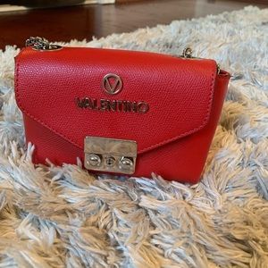 Valentino red Lola Leather Shoulder Bag